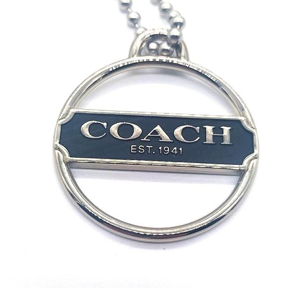 Rare COACH Black Enamel Medallion Purse Charm Keychain Fob Tag Retired - Picture 3 of 7